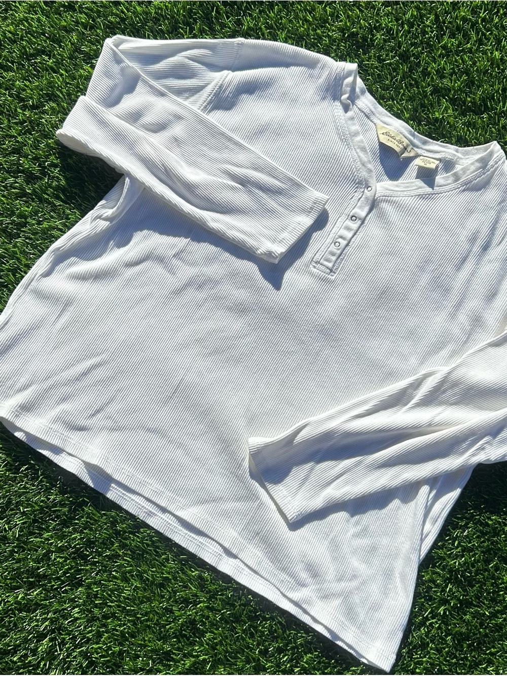 White Henley Long-Sleeve Top